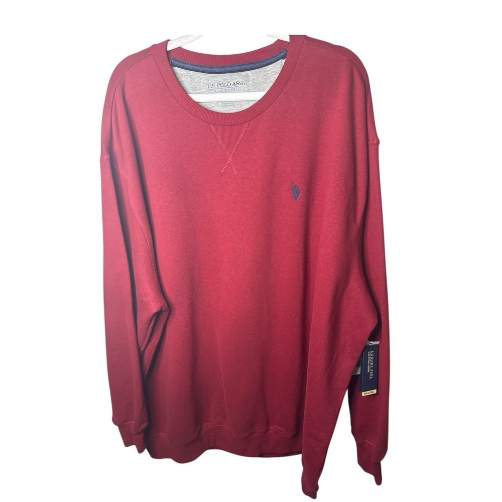 NWT U.S. Polo Assn. Luxury Feel Big & Tall 2XL Red Crew Neck Sweatshirt